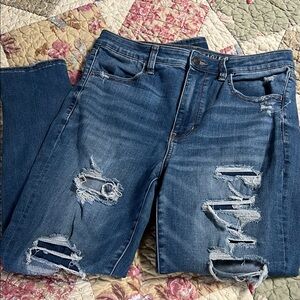 American Eagle Outfitters Ripped Blue Skinny Jeans size 12 reg
